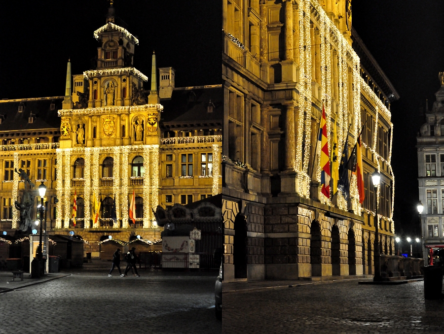 Iluminacje świąteczno-noworoczne na Stadhuis - Ratuszu w Antwerpii